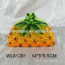 Popular handpainting pineapple design ceramic napkin holder